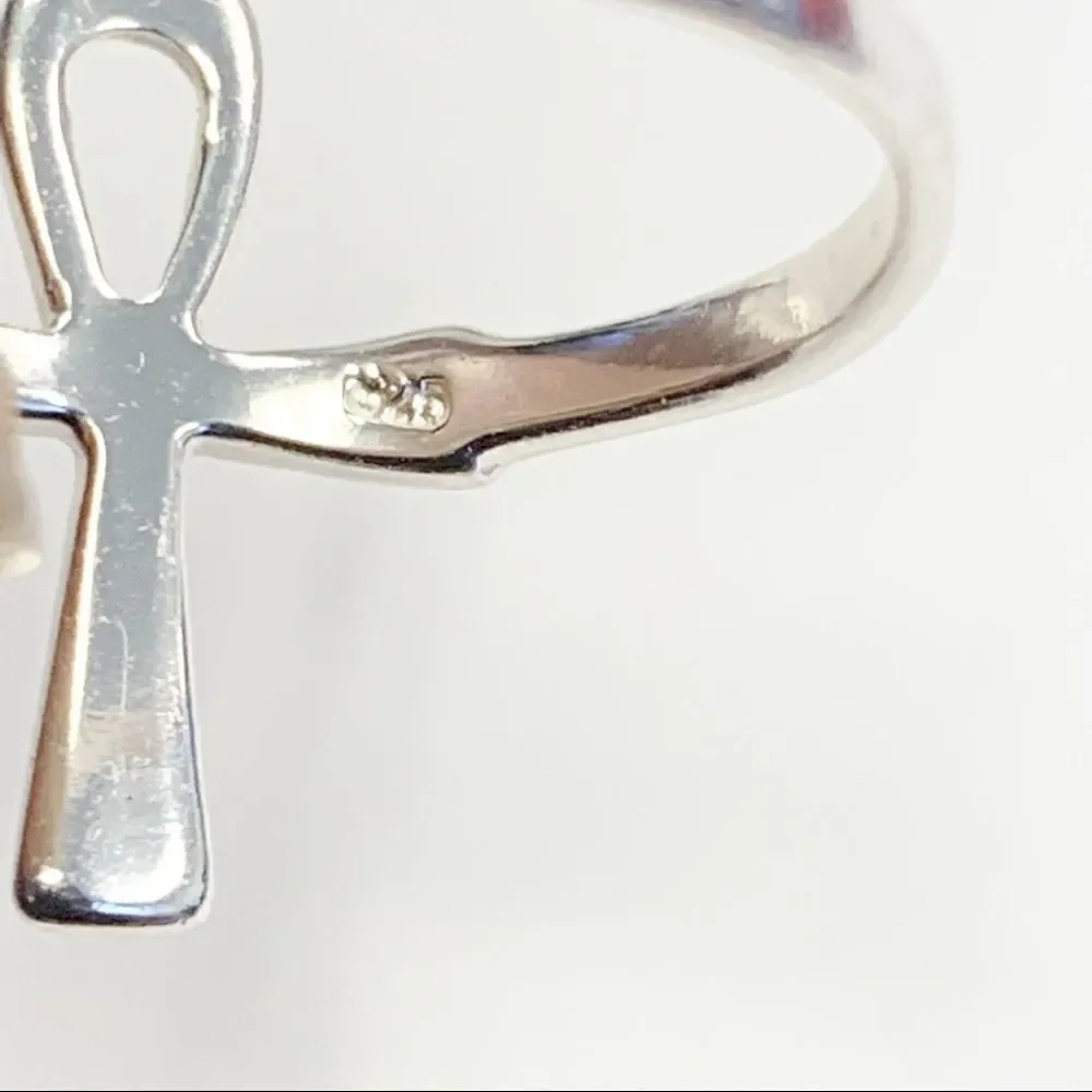 925 Sterling Silver Ankh Cross Ring - Picture 9 of 15